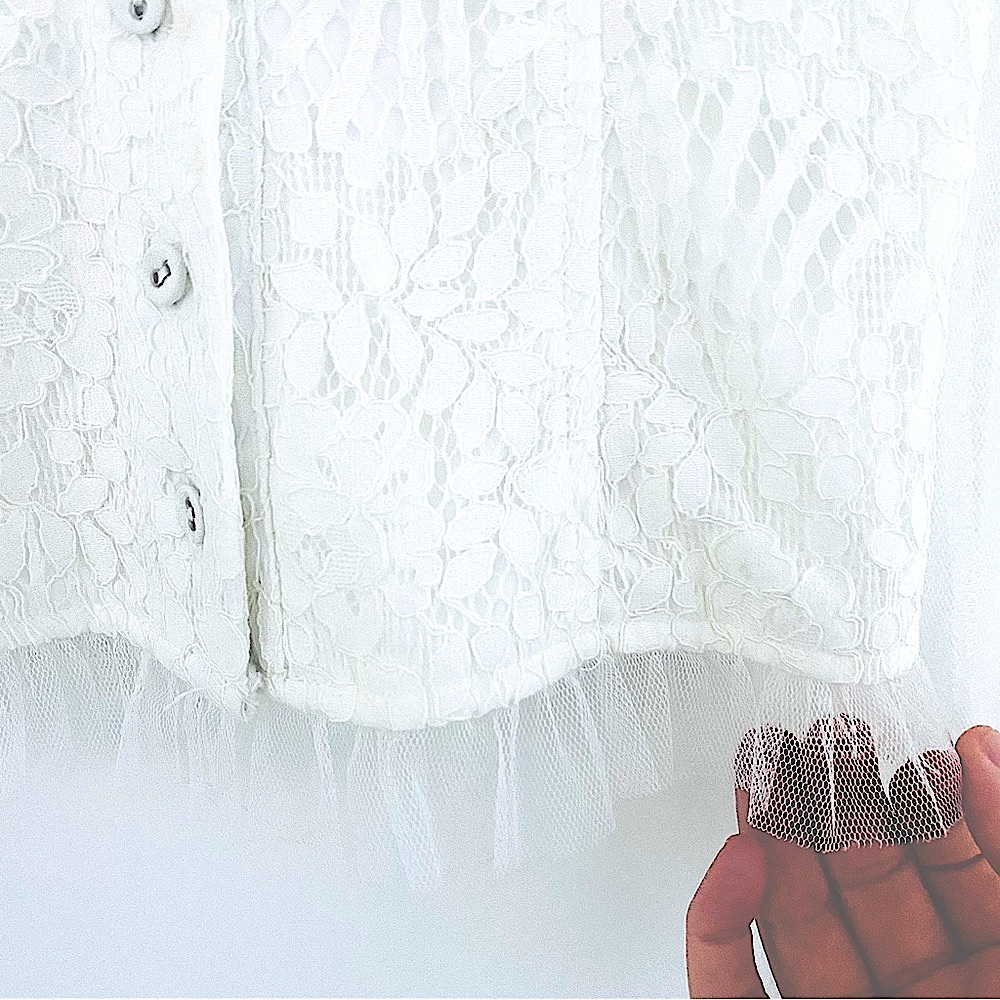 💕Beautiful White Lace Sheer Long Sleeve Top SZ S - Picture 9 of 14